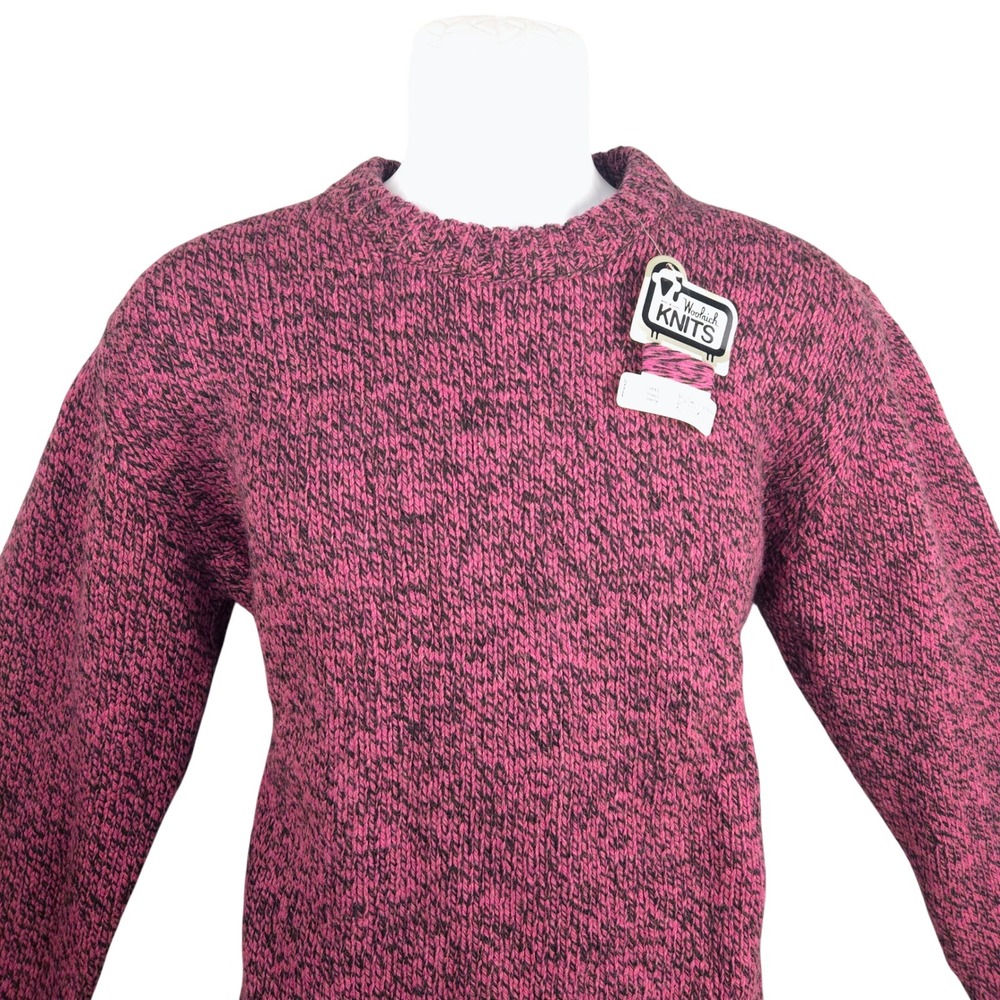 Woolrich Knits Mens Ragg Wool Sweater Berry Pink Black Marl Crew Neck 9111 L NWT